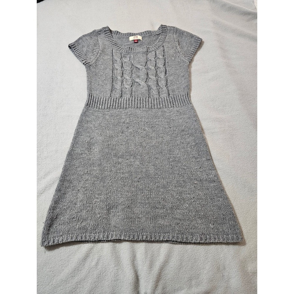 Y2k sweater dress gray womens size small knitted knee length